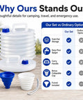 Collapsible 5 Gallon Water Jug With Spigot And Vent For Camping And Home Emergency Prep, BPA Free Food Grade Portable Water Carrier