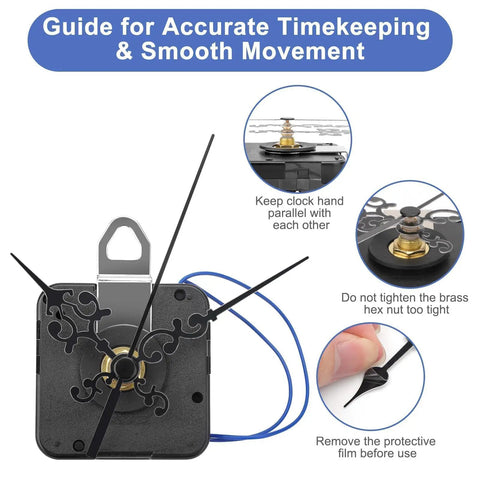 Chiming Clock Movement Replacement Kit With Battery Motor, Chime Melody Trigger, and 3 hand sets installation guide