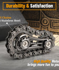 Dope Fidget Chain Toy For Kids And Adults, metal sprockets bike gears on desk, stainless steel construction