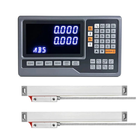 Two Axis DRO Digital Readout Kit with Big Display for Milling Lathe and CNC Machines, 5um Optical Linear Scales, 2 High Precision Encoders