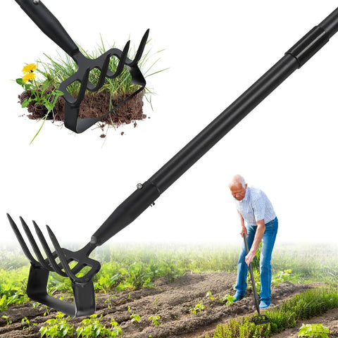 2 In 1 Heavy Duty Garden Hoe With 62 Inch Long Handle Workhorse for fast weeding and soil loosening in vegetable garden