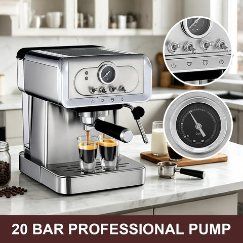Pro Barista Style 20 Bar Espresso Machine With Automatic Steam Frother Stainless Steel Coffee Maker Fast Heat System with coffee shots