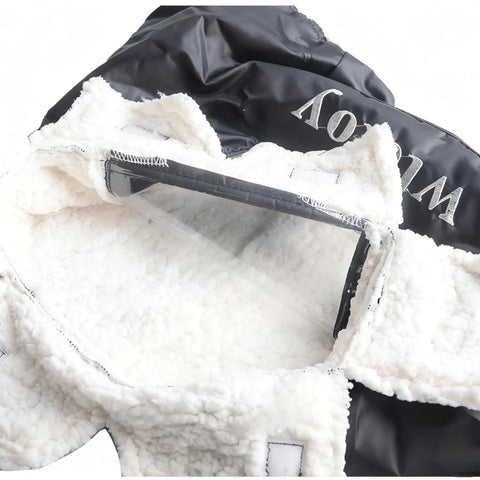Warm Windproof RC Transmitter Gloves Foldable For Drone FPV Remote Control, All Weather Hand Warmer, interior view, fleece lining.