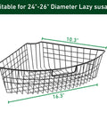 Black metal wire kitchen organizer basket for 24-inch lazy susan turntable; 16.3 in L x 10.3 in W x 4 in H