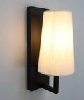 Farmhouse Black Wall Sconces Set Of Two, Modern 1 Light Hardwired Matte Black Wall Lamp With Fabric Shade on wall