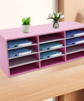 12 Slot Mail Sorter Organizer For Office And Home Desk PVC File Holder with binders on pink top