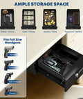 Heavy Duty Steel Under Desk Safe With Keypad Lock Featuring No Sweat Setup Hidden Slide Out Drawer storing handguns.