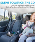 Inside car with 300W Car Power Inverter With Pure Sine Wave 60W PD USB C 2 USB A Ports And Dual 110V AC Outlets, girl sleeping