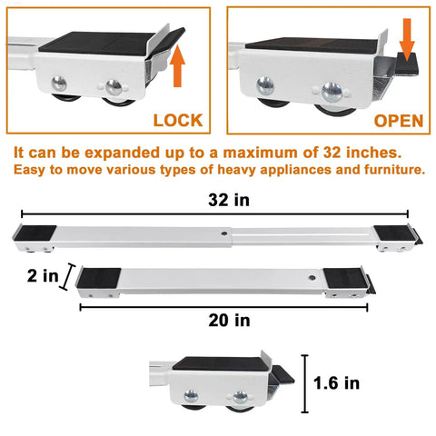 Heavy Duty Appliance Rollers Extendable 20 To 32 Inches Mobile Base For Washing Machines Dryers Refrigerators And Furniture Easily Move Heavy Stuff Like A Pro