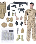 12 Inch One Six Scale Action Figure Set With Fully Poseable Army Special Forces Soldier Digital Desert Camouflage Uniform Removable Gear And Exchangeable Hands For Real Battle Play And Epic Display with full gear and accessories