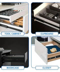 Side Mount Ball Bearing Drawer Slides 1 Pair Beefy Heavy Duty Full Extension Black Rails in various cabinet applications