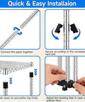 Quick installation guide for Tough As Nails Heavy Duty Wire Shelving Units, 3 Pack Kickass Adjustable Metal Storage Racks.