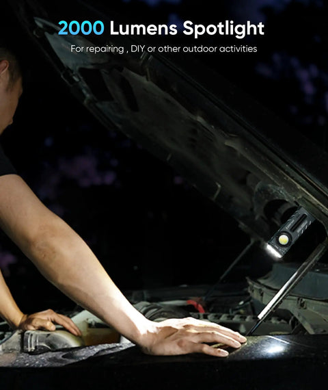 Beast Magnetic EDC Flashlight 2000 Lumens Rechargeable LED used for car repairs under hood