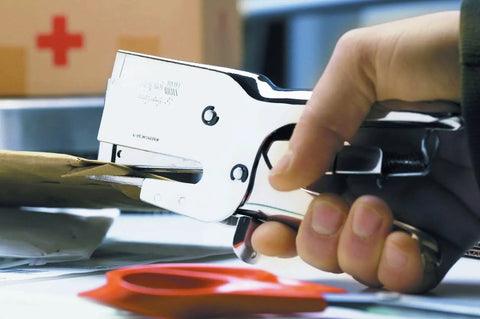 Heavy Duty Nickel Plated Staple Pliers With Attached Finger Stop And Standard Straight Anvil Rock Solid Grip For Paper Stacks Up To Seventy Sheets Legit Steel Construction That Crushes Any Binding Gig Smoothly