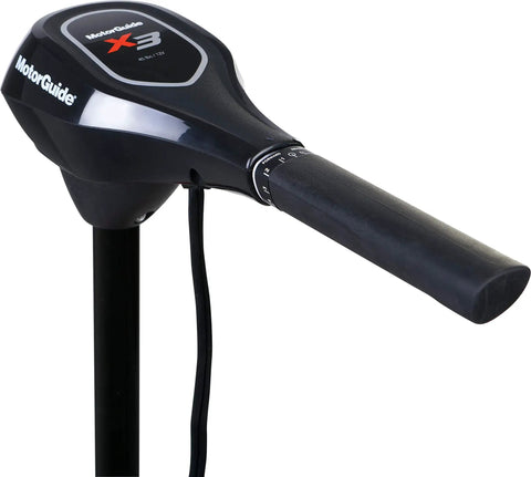 X3 Series 50 Inch Shaft Trolling Motor 45 Pound Peak Thrust Hand Operated Bow Mount Freshwater Spec close-up of adjustable handle.