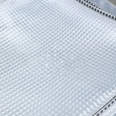 Close-up of the clear cold-resistant PVC material used in the Top Notch Antistatic Cleanroom Crossbody Bag for Engineers and IT Pros.