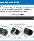 Diagram showing 0.207x2in Garage Door Torsion Springs Kit Pair 24in with wire dimension, spring length, and 2in inner diameter
