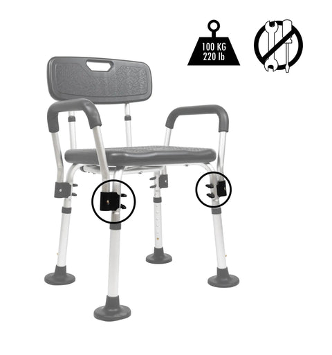 Shower Chair For Elderly And Disability Bath Safety That Feels Comfy Height Adjustable Non Slip Tips Removable Armrests