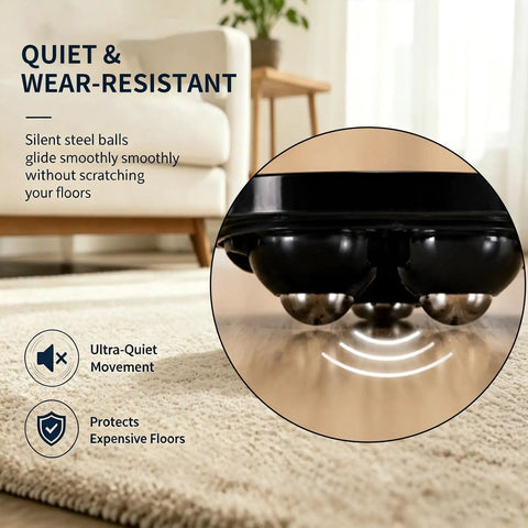 Zero Grunt Work Appliance Sliders With 8 Heavy Duty Self Adhesive Casters And 16 Extra Pads for smooth floor movement.