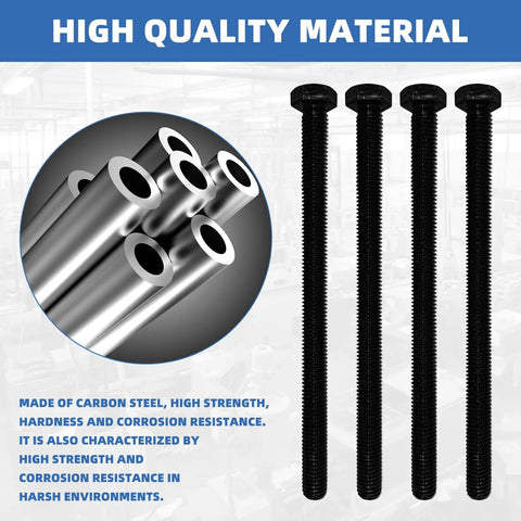 Built Tough For Any Job With This Heavy Duty Carbon Steel M10 X 150mm Hex Head Bolt Kit Featuring Smooth Nuts And Flat Washers 24 Piece Set showing carbon steel bolts.