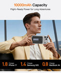 Man holding Magnetic Portable Charger With Built In Cable 10000mAh Power Bank Featuring Smart Led Display and Quick Charge.