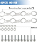 MLS Exhaust Header Manifold Gasket With Bolts For Cadillac CTS Escalade Chevy Camaro Silverado GMC Pontiac LS Engines 4.8L 5.3L 5.7L Replaces 12617944 12600530 shown with 2 gaskets, 12 bolts