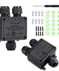 Waterproof Junction Box 2 Pack IP68 Outdoor Underground Plastic Electrical Box 3 Way M25 4 Position Terminal Block