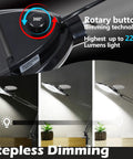 5X Magnifying Glass With Light And Stand LED Magnifying Lamp showing stepless dimming and adjustable swing arm feature