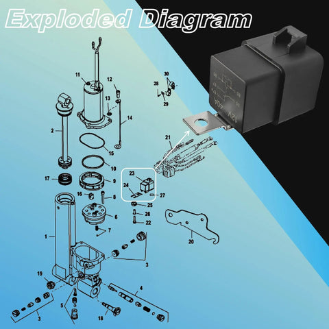 Exploded diagram of Power Trim Tilt Relay Pair For Mercury Mariner Force Outboard 20 To 300 HP And Johnson Evinrude OMC