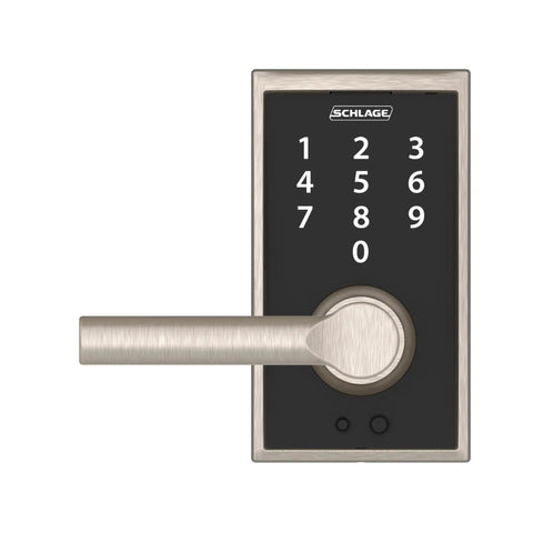 Touchscreen Keyless Lever Door Lock With Satin Nickel Finish, Century Electronic Entry Lock for Front Door, No Keys Needed