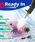 2500W Beast Of A Pressurized Steam Cleaner With 230F Steam, 3 Brush Heads, demonstrating high pressure on bacteria graphic