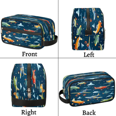 Cartoon Airplane Makeup Bag Travel Toiletry Case For Women And Men Dopp Kit Cosmetic Wash Pouch Go To Lightweight Durable Organizer