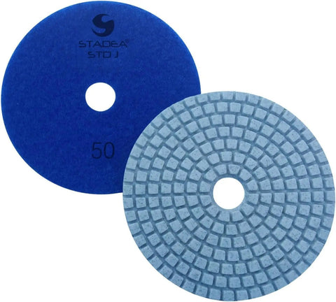 Two four inch diamond polishing pads from the Powerful Five Inch Wet Polisher Kit For Concrete Countertops And Stone Surfaces