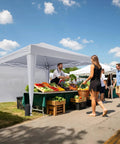 Vendor under 10x10 Pop Up Canopy With Sidewalls For A No Brainer Hassle Free Setup Portable Event Tent at market stall