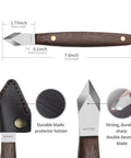 Badass Woodworking Marking Knife Built Tough With A Razor Sharp Double Bevel Blade And Slick Leather Sheath For Precise Layout Marks Whittling And Fine Wood Carving Done Right, featuring durable blade protector and eco-friendly wood handle.