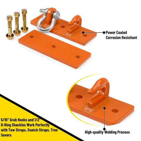 Tractor Bucket Hooks Bolt On Clevis Mount With Half Inch Shackle And Five Sixteenth Inch Grab Hooks WLL 4700 Lbs Forged G70 Steel