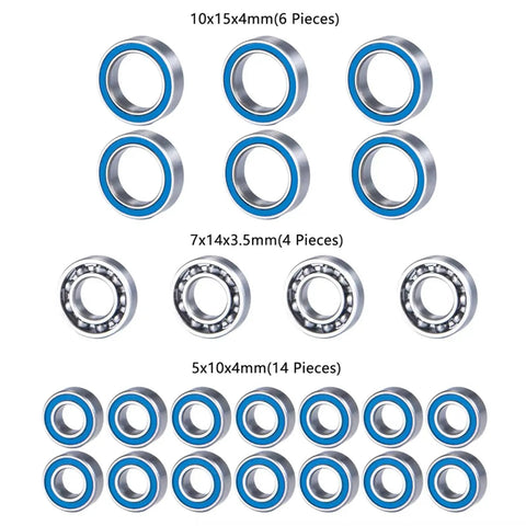 RC Beefed Up Ball Bearing Kit 24pcs Upgrade Set For Enduro Sendero And RTR RC Cars Boost Transmission Efficiency Durable Corrosion Resistant Bearings Element Compatible Upgrades, steel bearings, 10x15x4mm, 7x14x3.5mm, 5x10x4mm
