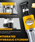 Close-up of the hydraulic cylinder component from 15 Ton Hydraulic Gear Puller Kit With Case 3 Jaw Wheel Bearing Separator For Vertical And Horizontal Pulling Heavy Duty Mechanical Repair Tool Great For Auto Shops And DIYers With Rugged Case And Quick Setup showing oil return switch and piston rod.