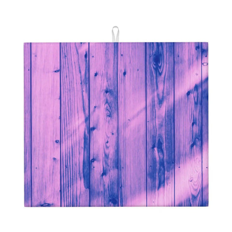 Light Purple Wood Grain Dish Drying Mat For Kitchen Counter Super Absorbent Microfiber Surface Machine Washable Rack Pad 16x18 Inch