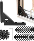 Heavy Duty Black Corner Brackets For 20 Series T Slot Aluminum Extrusion with screws and wrench for assembly.