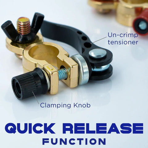 Pair Of Quick Release Battery Terminal Connectors For Cars Trucks And Boats Easy Disconnect Cable End Adapters top view