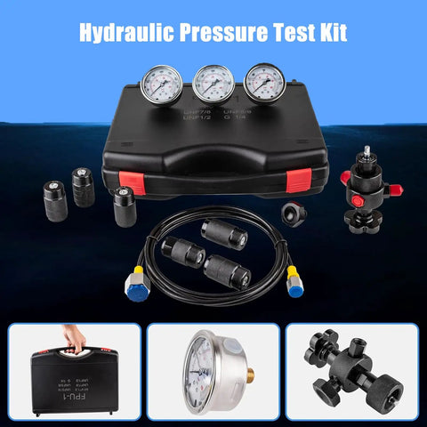 Pro Grade Nitrogen Accumulator Charging Kit With 1500 PSI, 4000 PSI, And 6000 PSI Gauges, All In One Hydraulic Test System, Includes 7 Adapters, Gas Hose And Main Valve Body