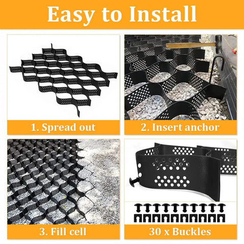 Installation steps for Geogrid Ground Grid 4 Inch 9x17 Ft Geocell Cellular Confinement System Paver For Gravel Stabilizer