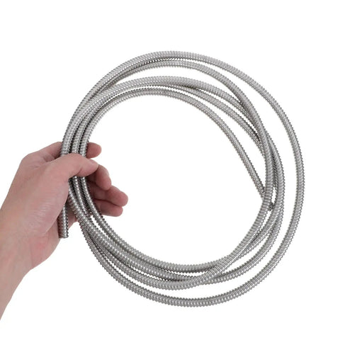Rock Solid Stainless Steel Electrical Wire Conduit Flexible Corrugated Cable Sleeve Cover held in hand, showcasing flexible design.