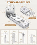 Heavy Duty Bifold Door Hardware Repair Kit 2 Pack for Bi Fold Sliding Closet Doors Replacement Parts With Top And Bottom Brackets Pivots And Guide Wheels Includes Mounting Screws For Folding Pocket And Accordion Doors showing components and dimensions