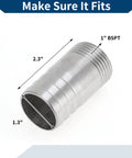 Generic 201 stainless steel hose barb fitting, 1 inch BSPT male thread, 1.3 inch OD, silver.