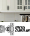 3D Adjustable Silent Cabinet Hinges For Frameless Kitchen Cabinets One Inch Short Arm Self Closing With Soft Close Damping Mechanism Hinge Set By Hohopeti shown installed on white kitchen cabinets