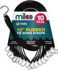 Heavy Duty Rubber Bungee Cords With Hooks For Tarp And Cargo Straps Made In USA pack of 10 black durable tie down straps