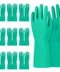 Kick Ass Chemical Resistant Gloves 10 Pack Heavy Duty Nitrile Work Protective Gear Built Different For Acid Oil Alkali Defense 12 Inch Long Rock Solid Industrial, displaying green nitrile gloves.