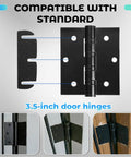 15 Piece Interior Door Hinge Shims Set for DIY Realignment, 3.5 Inch Hinge Spacers, shown with black hinge on door